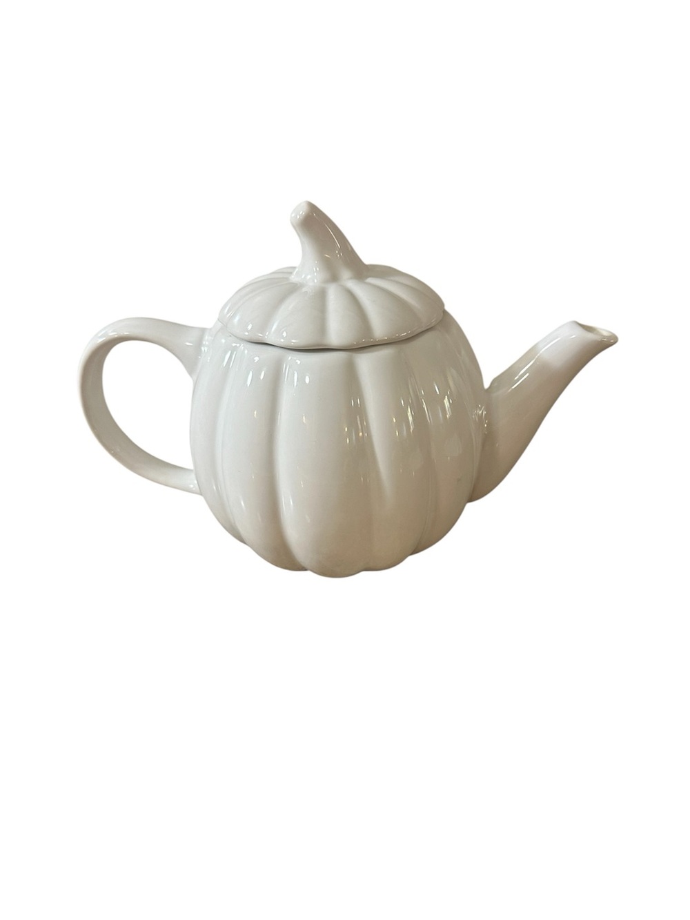 At Home White Pumpkin Teapot